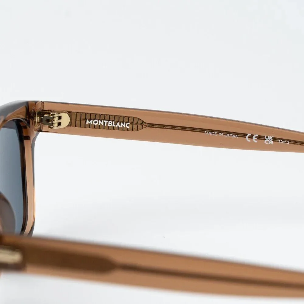 Montblanc Men Sunglasses Brown Blue Square MB0263S 005 NEW AUTHENTIC